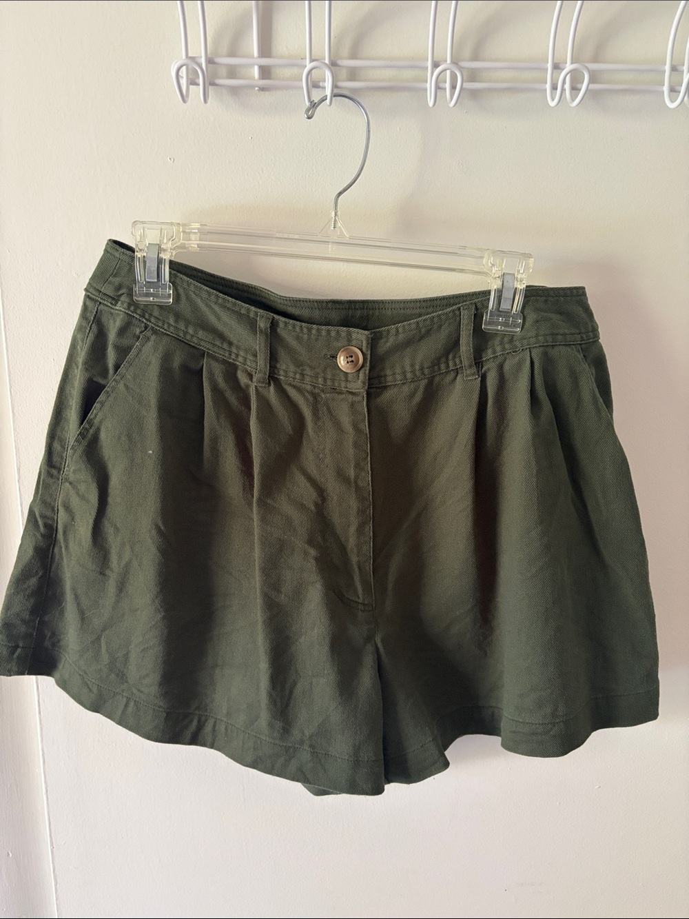 Francesca's Collections High-Waist Shorts in Olive Green